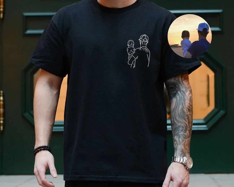 Gepersonaliseerde geborduurde vadersshirt, cadeau voor vader van dochter, gepersonaliseerde Vaderdag