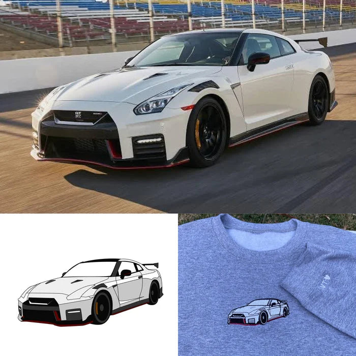 Op maat geborduurde auto hoodie, auto foto geborduurd, aangepaste auto hoodie