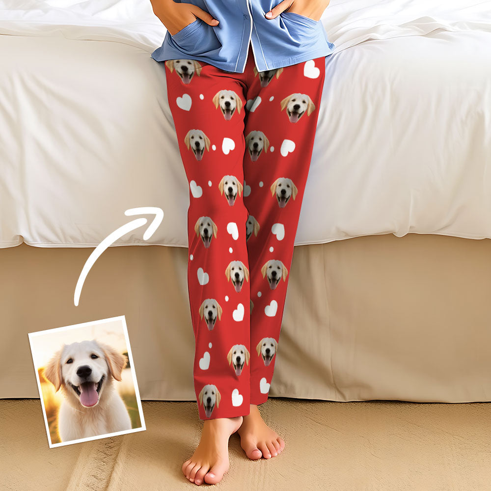 Aangepaste gezicht liefde hart pyjama partij lange unisex pyjamabroek beste kerstcadeaus voor dierenliefhebbers