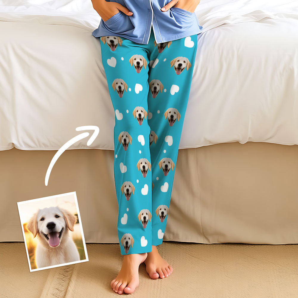Aangepaste gezicht liefde hart pyjama partij lange unisex pyjamabroek beste kerstcadeaus voor dierenliefhebbers