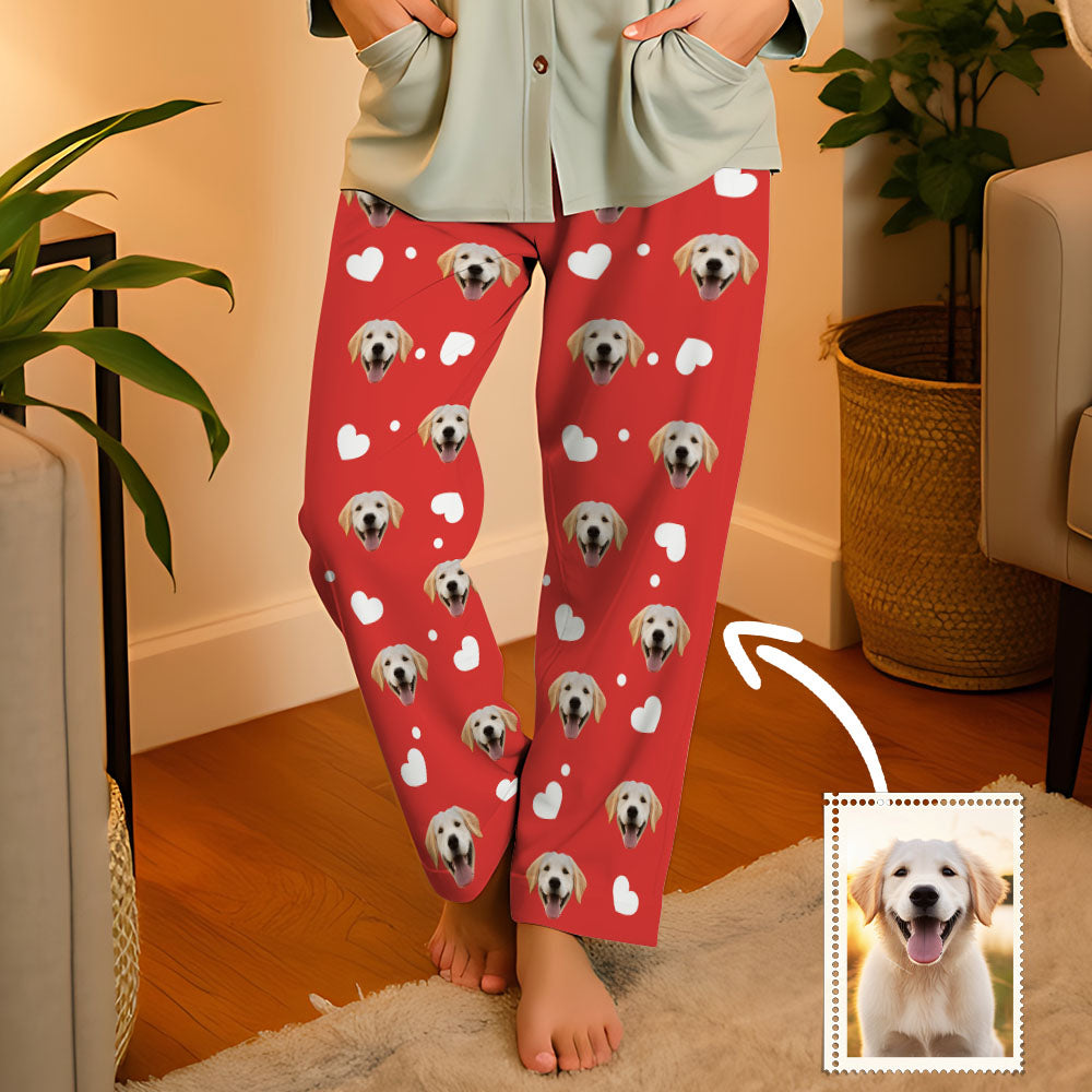 Aangepaste gezicht liefde hart pyjama partij lange unisex pyjamabroek beste kerstcadeaus voor dierenliefhebbers