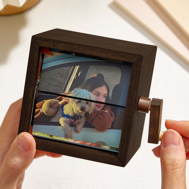 Handmatig op maat gemaakt flipboek - Geanimeerd fotoalbumframe met LED-licht, emotioneel cadeau voor een verjaardag