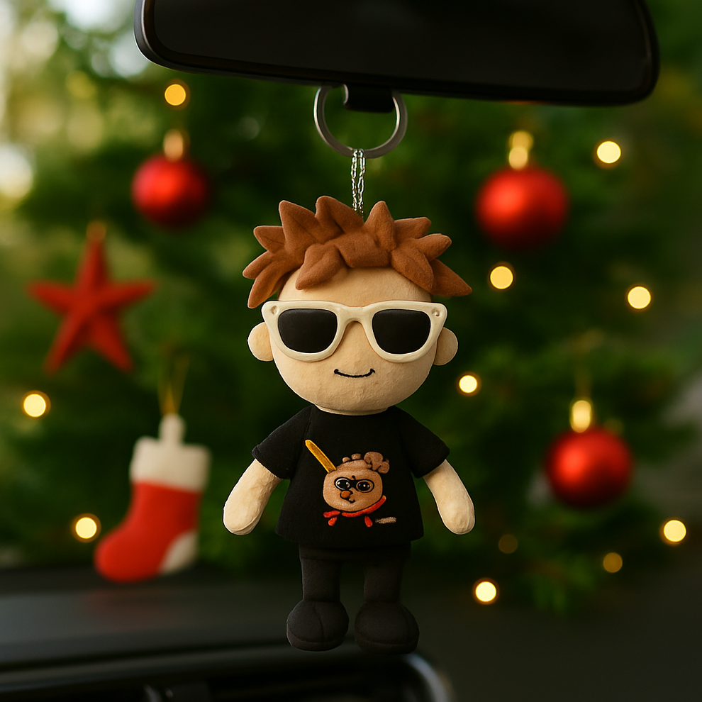 Gepersonaliseerde Sleutelhanger Met Foto Van Een Knuffelpop Van Een Jongen