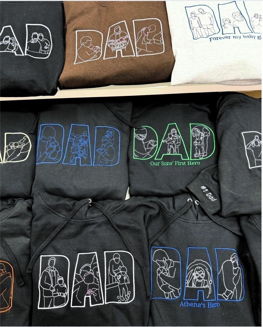 Gepersonaliseerde vadersweater met foto, geborduurd portret van foto op hoodie