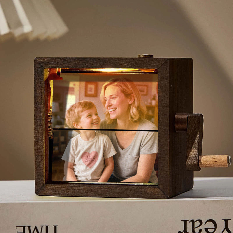 Aangepast fotoflipboekanimatieframe - handmatig mechanisch geheugen met licht, het perfecte cadeau voor Moederdag