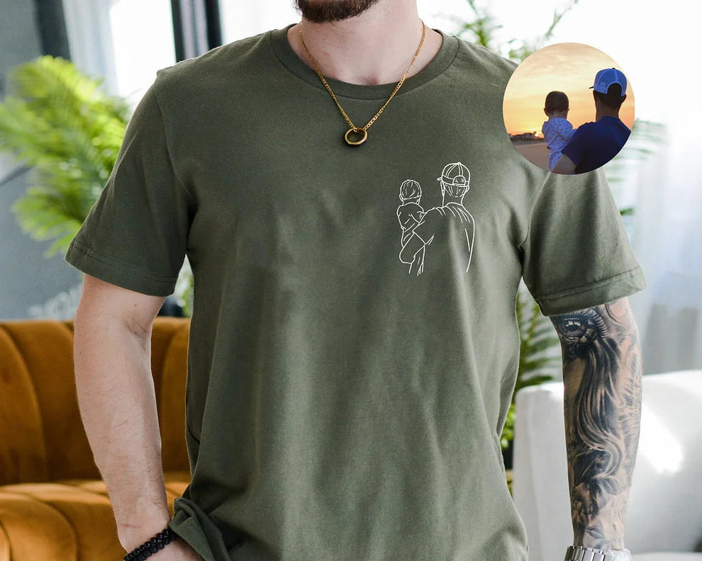 Gepersonaliseerde geborduurde vadersshirt, cadeau voor vader van dochter, gepersonaliseerde Vaderdag