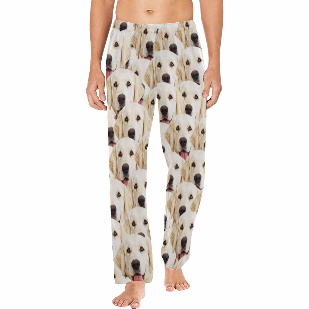 Gepersonaliseerde naadloze paar gezicht huisdier hond pyjamabroek voor mannen en vrouwen