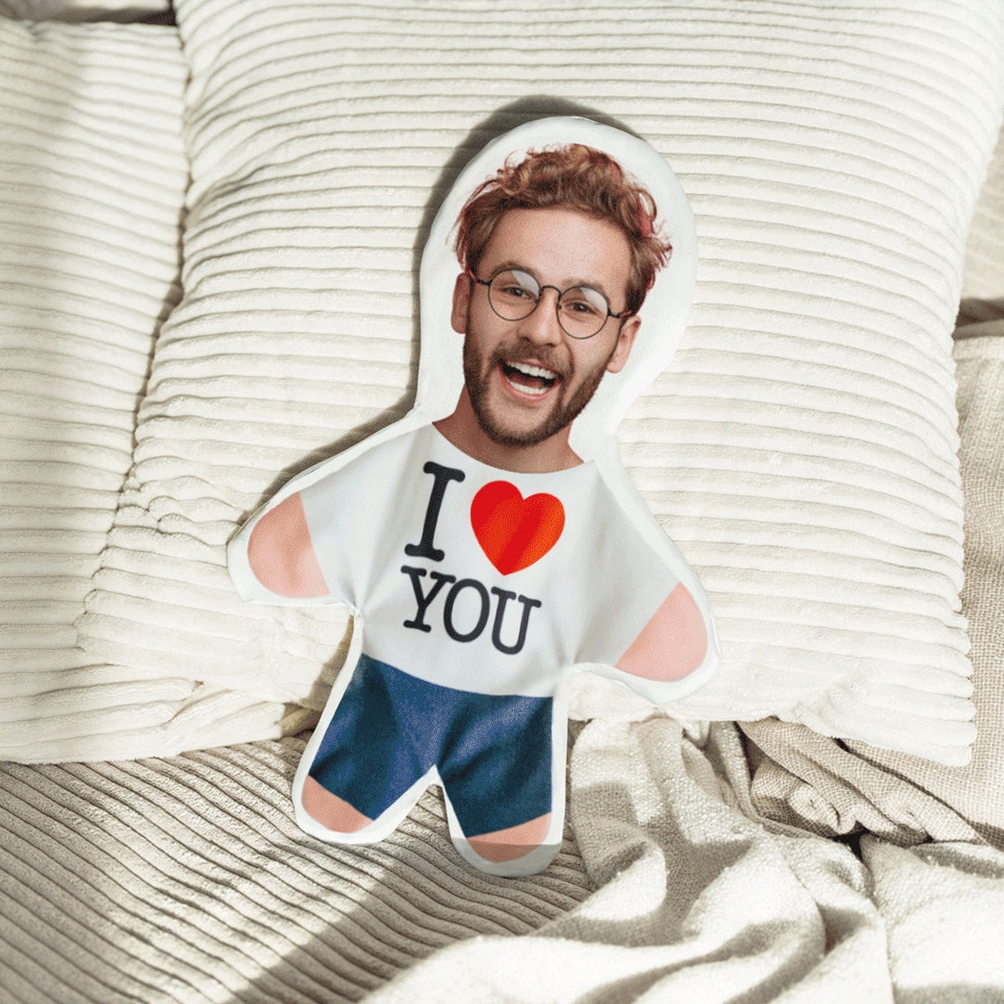Gepersonaliseerde cadeaus I Mini Me Ik hou van jou | Gepersonaliseerde kussen | Fotokussen | Gepersonaliseerde gezichtskussen |
