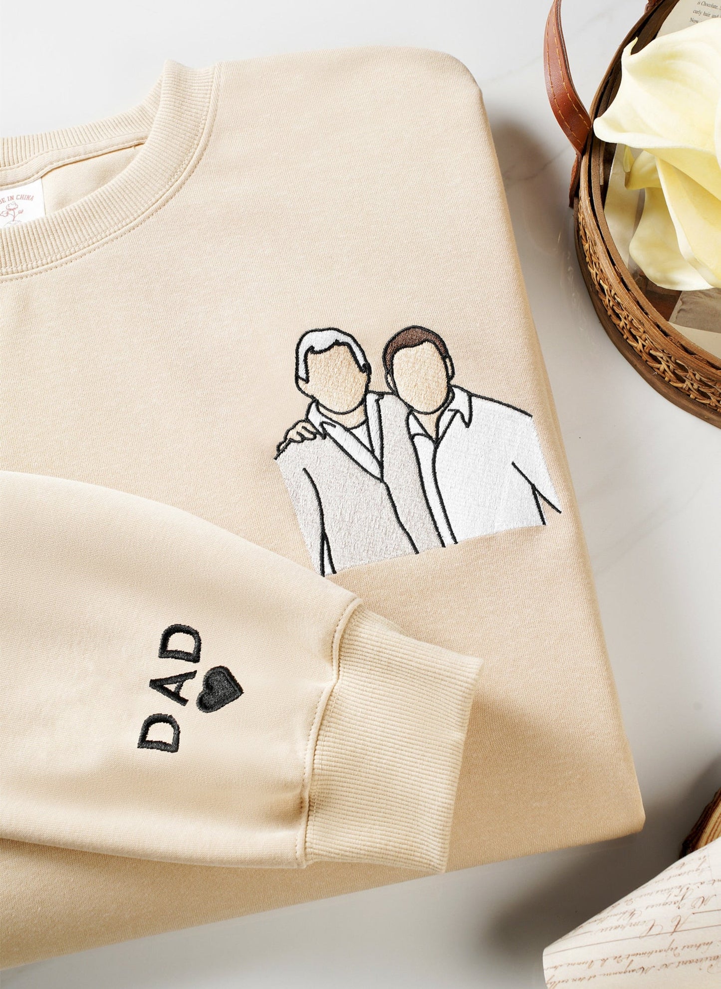 Gepersonaliseerde geborduurde trui voor papa met de namen van de kinderen op de mouw, gepersonaliseerde kersttrui voor papa, cadeaus voor Vaderdag