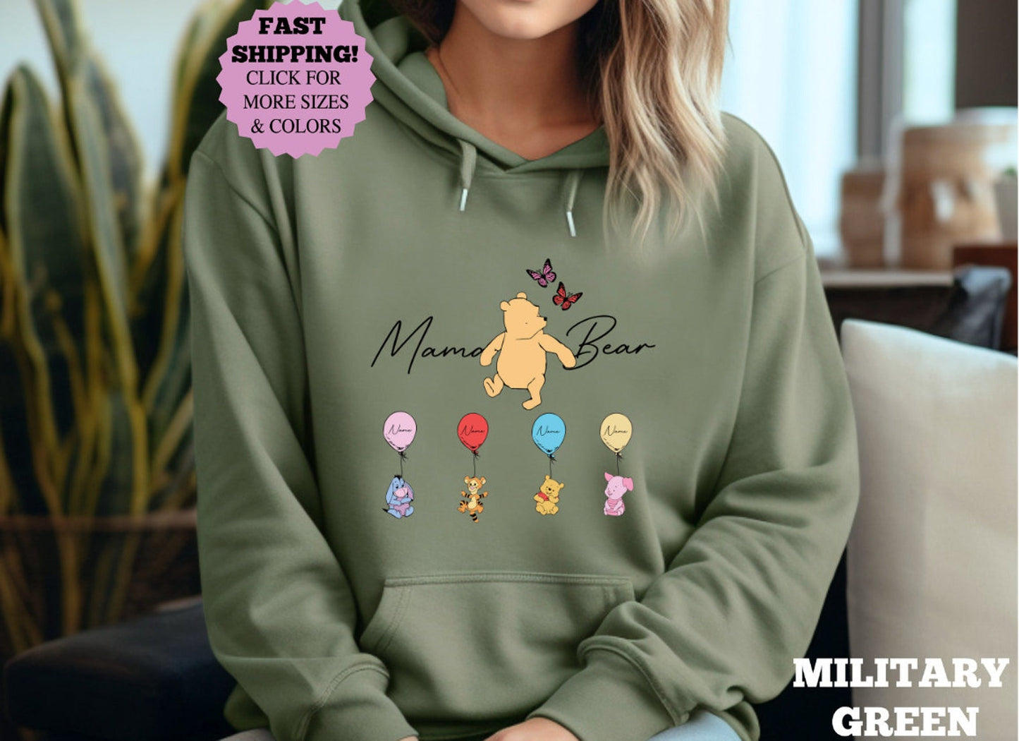 Aangepast Mama Bear-shirt, Mama met kindernaam op sweatshirt, Gepersonaliseerd mama-shirt, Grappig Moederdagcadeau, Grappige Mama Bear-hoodie met naam