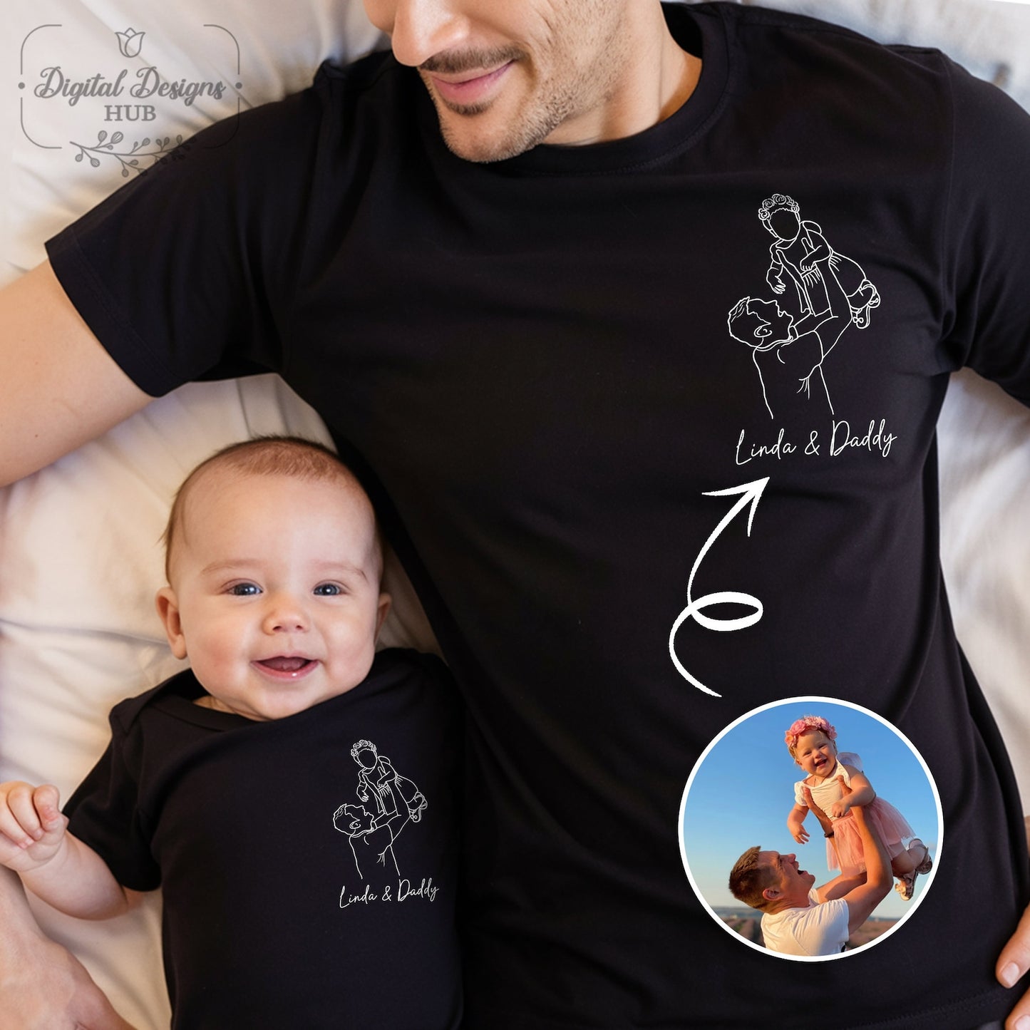Aangepast vadersshirt, gepersonaliseerd vadersshirtportret van foto, gepersonaliseerd vadersportretshirt, Vaderdagshirt, Vaderdagcadeau