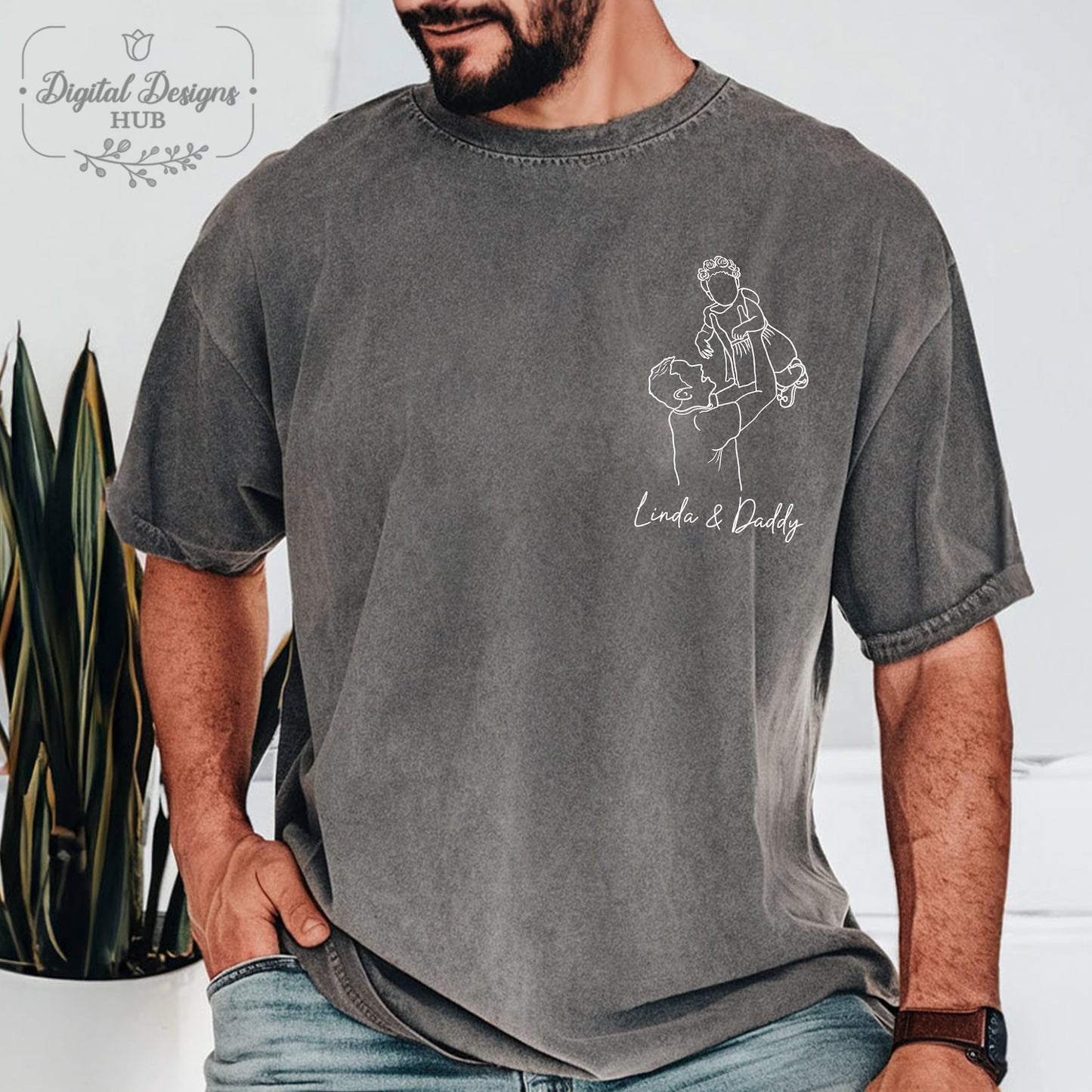 Aangepast vadersshirt, gepersonaliseerd vadersshirtportret van foto, gepersonaliseerd vadersportretshirt, Vaderdagshirt, Vaderdagcadeau