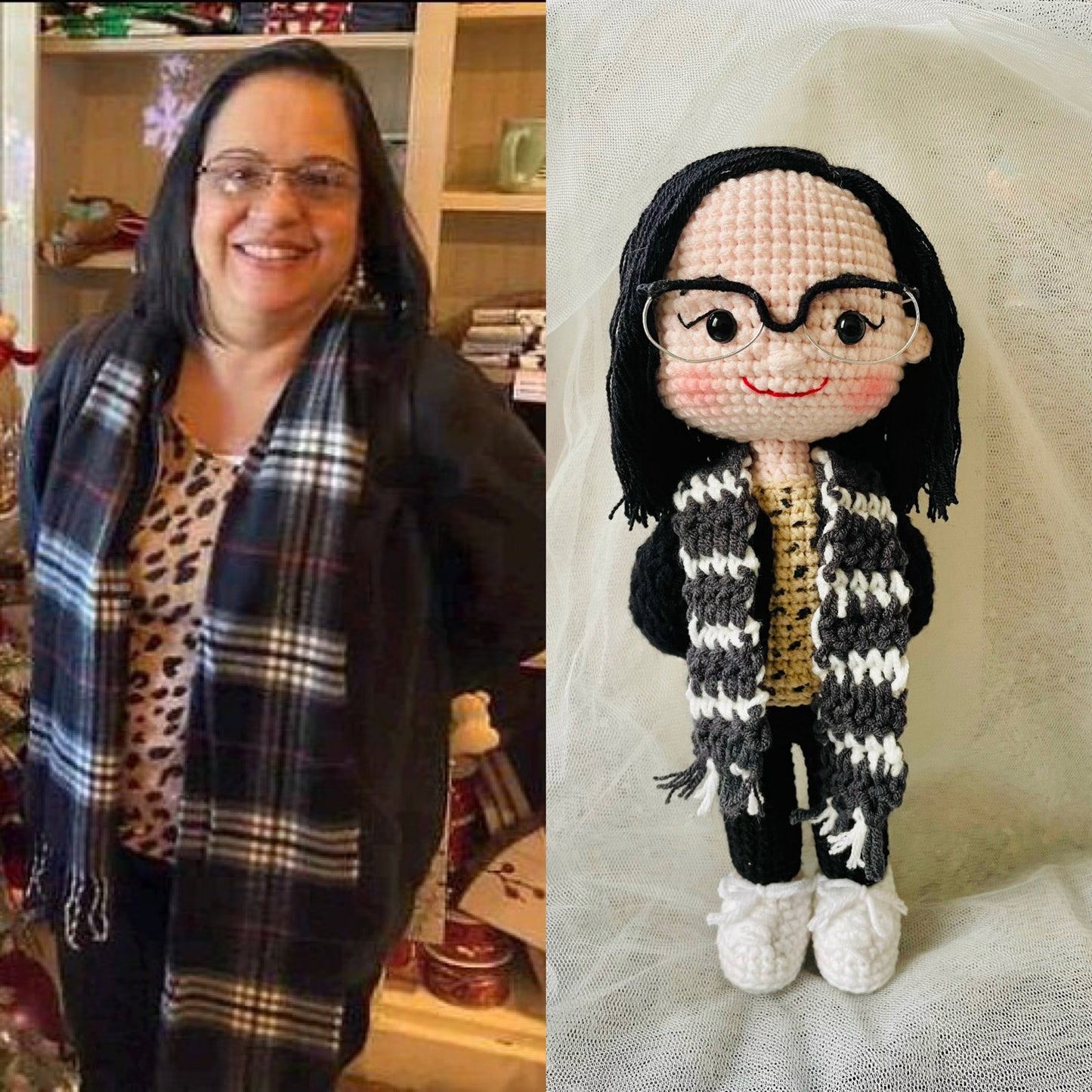 Portretpop van een koppel, aangepaste pop voor koppels, gelijkende pop, schattige pop, jubileumcadeau, gepersonaliseerd handgemaakt haakcadeau voor moeder en vader