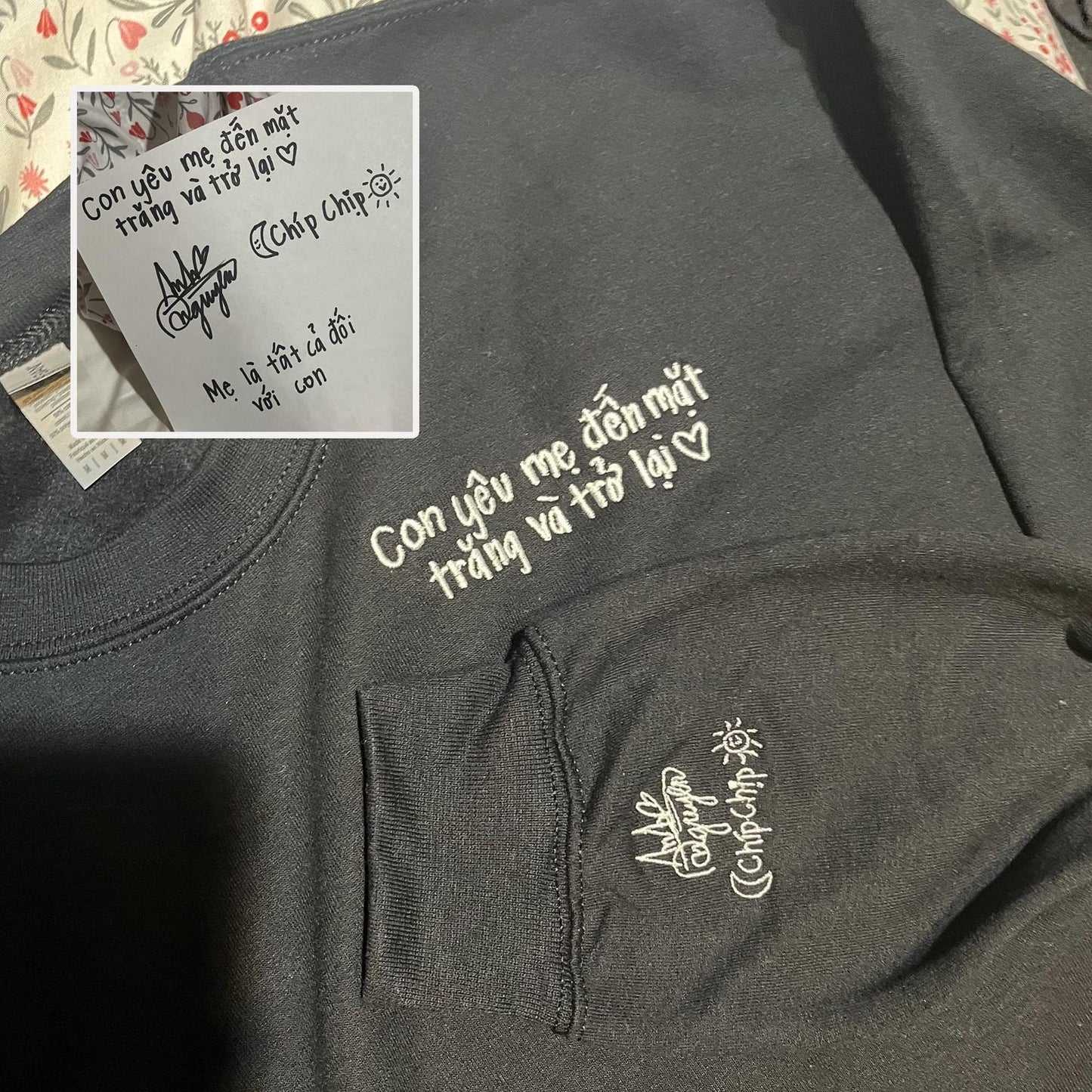 Aangepaste uw handschrift geborduurd sweatshirt, geborduurd paar bericht shirt, paar bijpassende sweatshirt, gepersonaliseerd cadeau voor hem haar