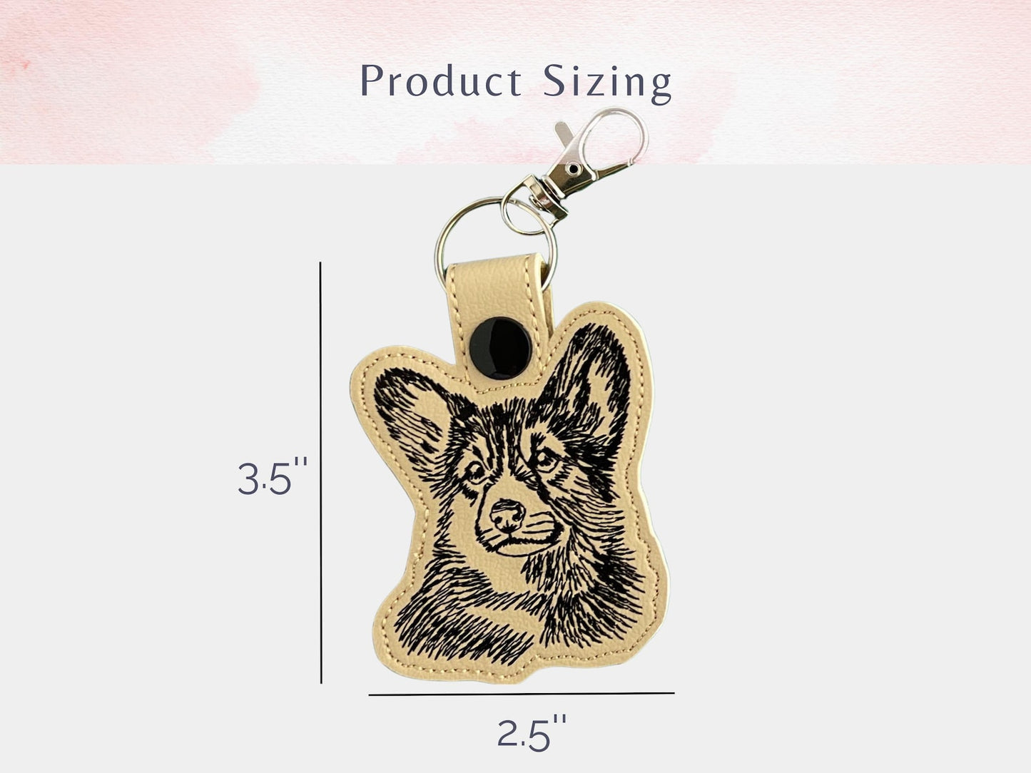 Aangepaste Geborduurde Corgi-Portret Sleutelhanger - Schetsstijl Sleutelhanger Of Tasbedel, Meerdere Kleuropties, Perfect Cadeau Voor Hondenliefhebbers