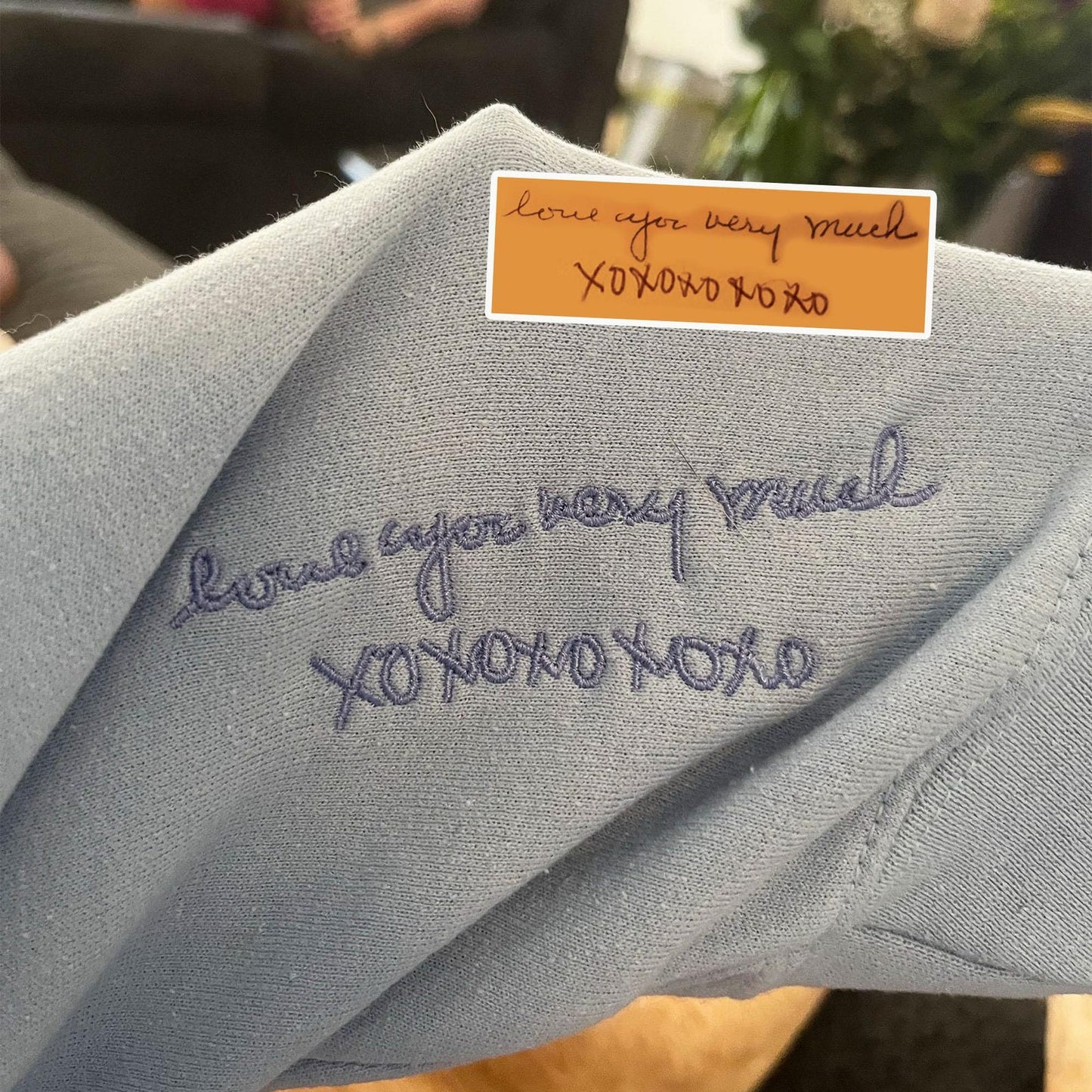 Aangepaste uw handschrift geborduurd sweatshirt, geborduurd paar bericht shirt, paar bijpassende sweatshirt, gepersonaliseerd cadeau voor hem haar