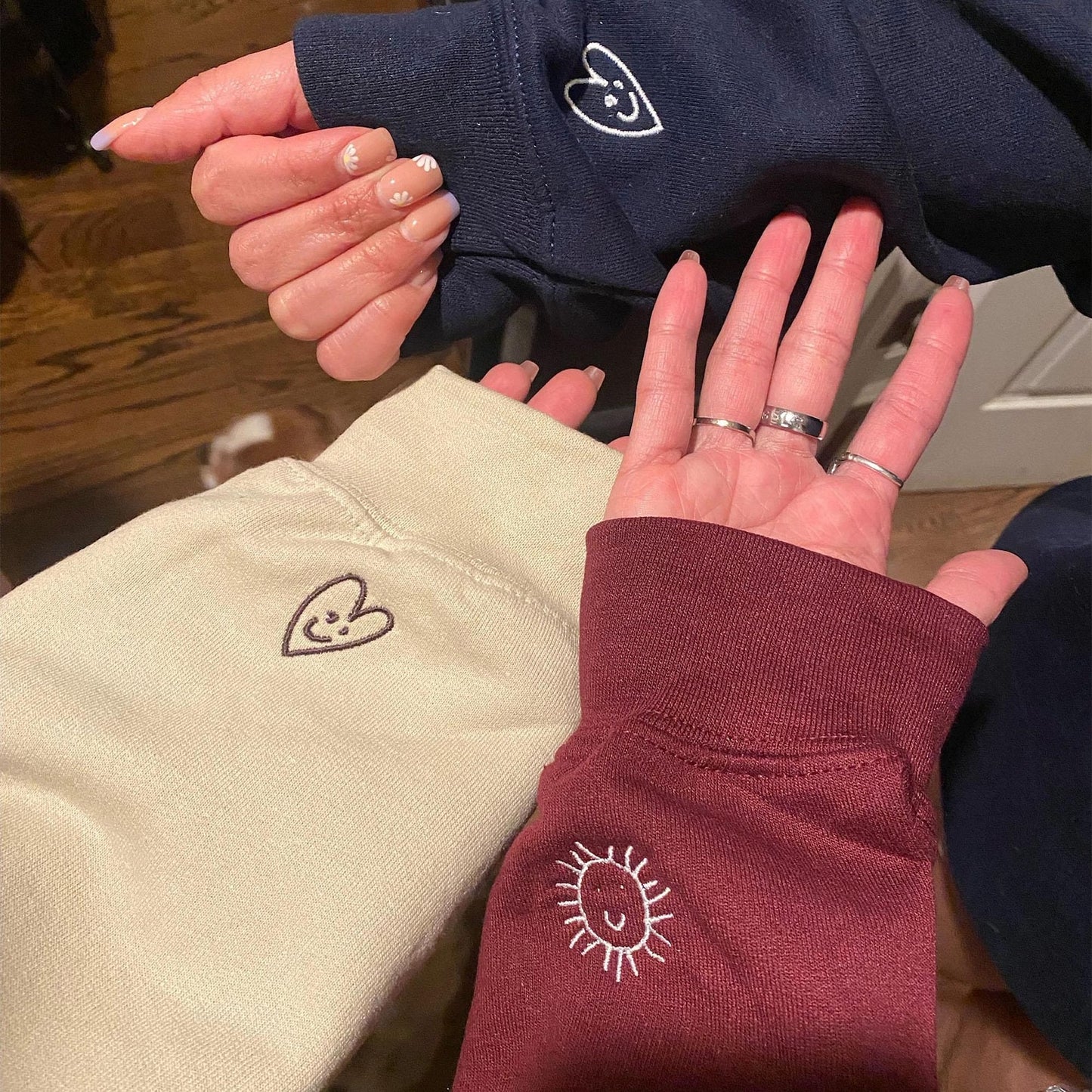 Aangepaste uw handschrift geborduurd sweatshirt, geborduurd paar bericht shirt, paar bijpassende sweatshirt, gepersonaliseerd cadeau voor hem haar