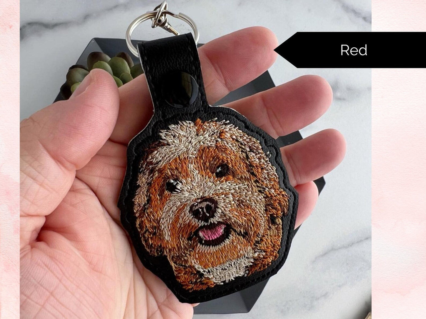 Geborduurde Goldendoodle En Labradoodle Sleutelhanger - Realistische Doodle Hond Sleutelhanger, Meerdere Kleuren, Perfect Cadeau Voor Hondenliefhebbers