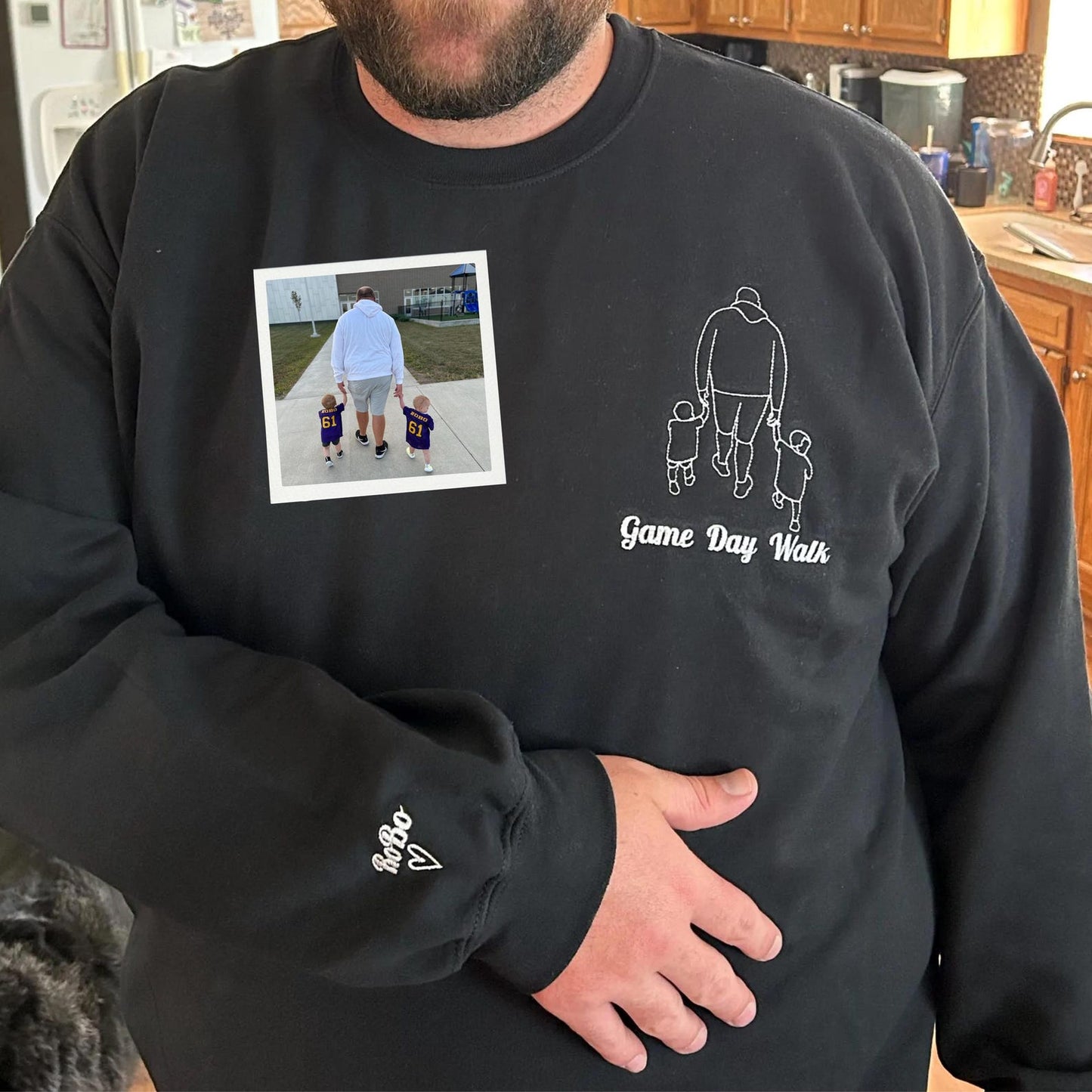 Gepersonaliseerde geborduurde hoodie voor vader en dochter | Gepersonaliseerde sweatshirt voor vader | Hoodie voor vader | Omtrekfoto | Familieportret | Kerstcadeau