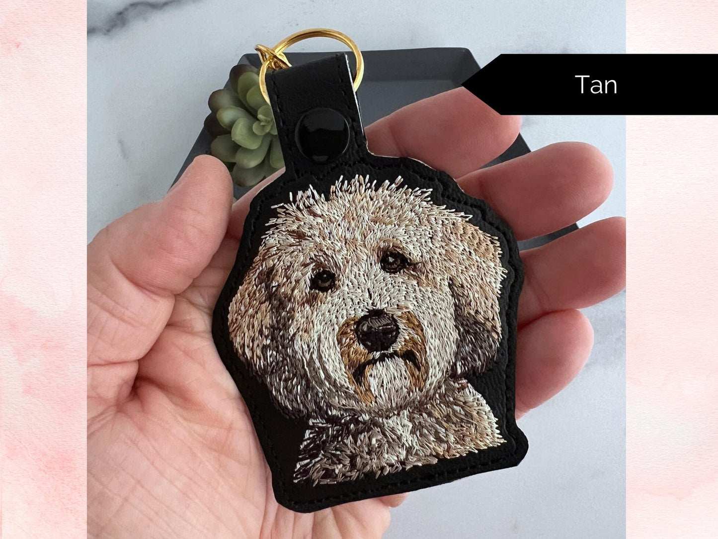 Geborduurde Goldendoodle En Labradoodle Sleutelhanger - Realistische Doodle Hond Sleutelhanger, Meerdere Kleuren, Perfect Cadeau Voor Hondenliefhebbers