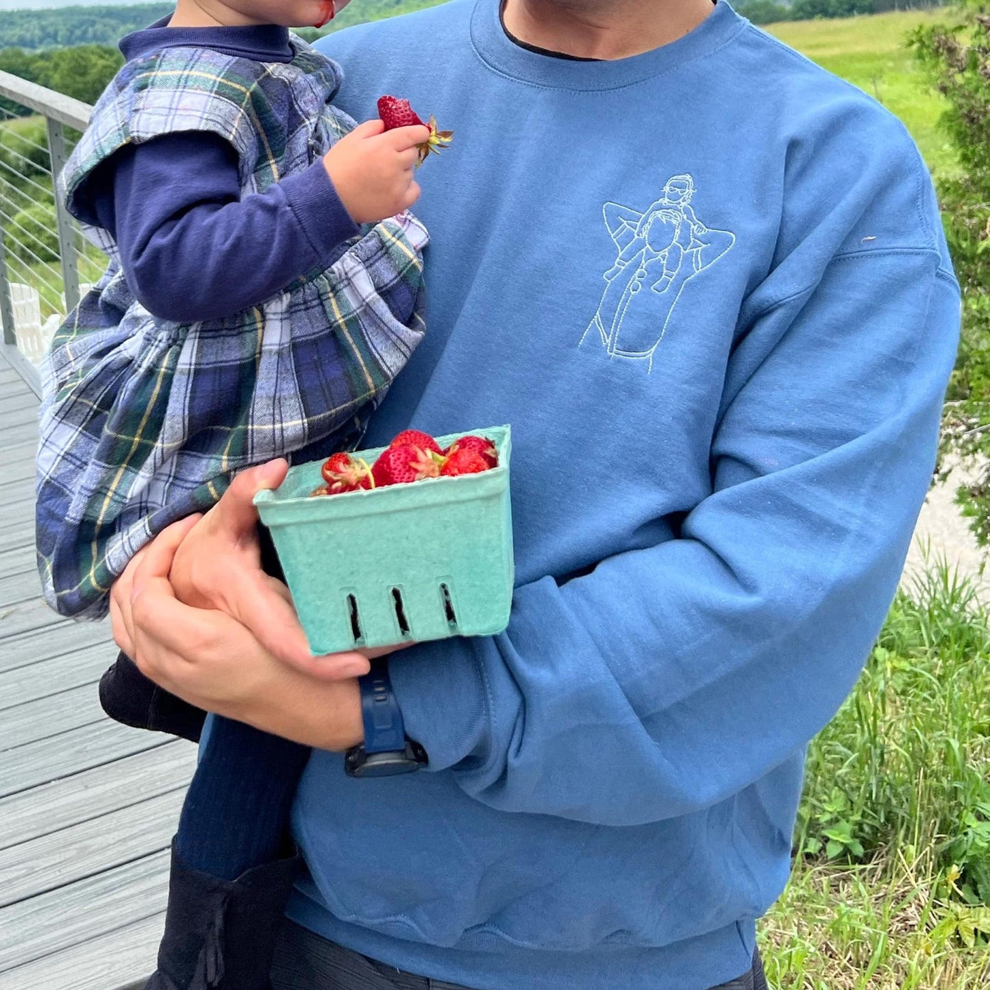 Gepersonaliseerde geborduurde hoodie voor vader en dochter | Gepersonaliseerde sweatshirt voor vader | Hoodie voor vader | Omtrekfoto | Familieportret | Kerstcadeau