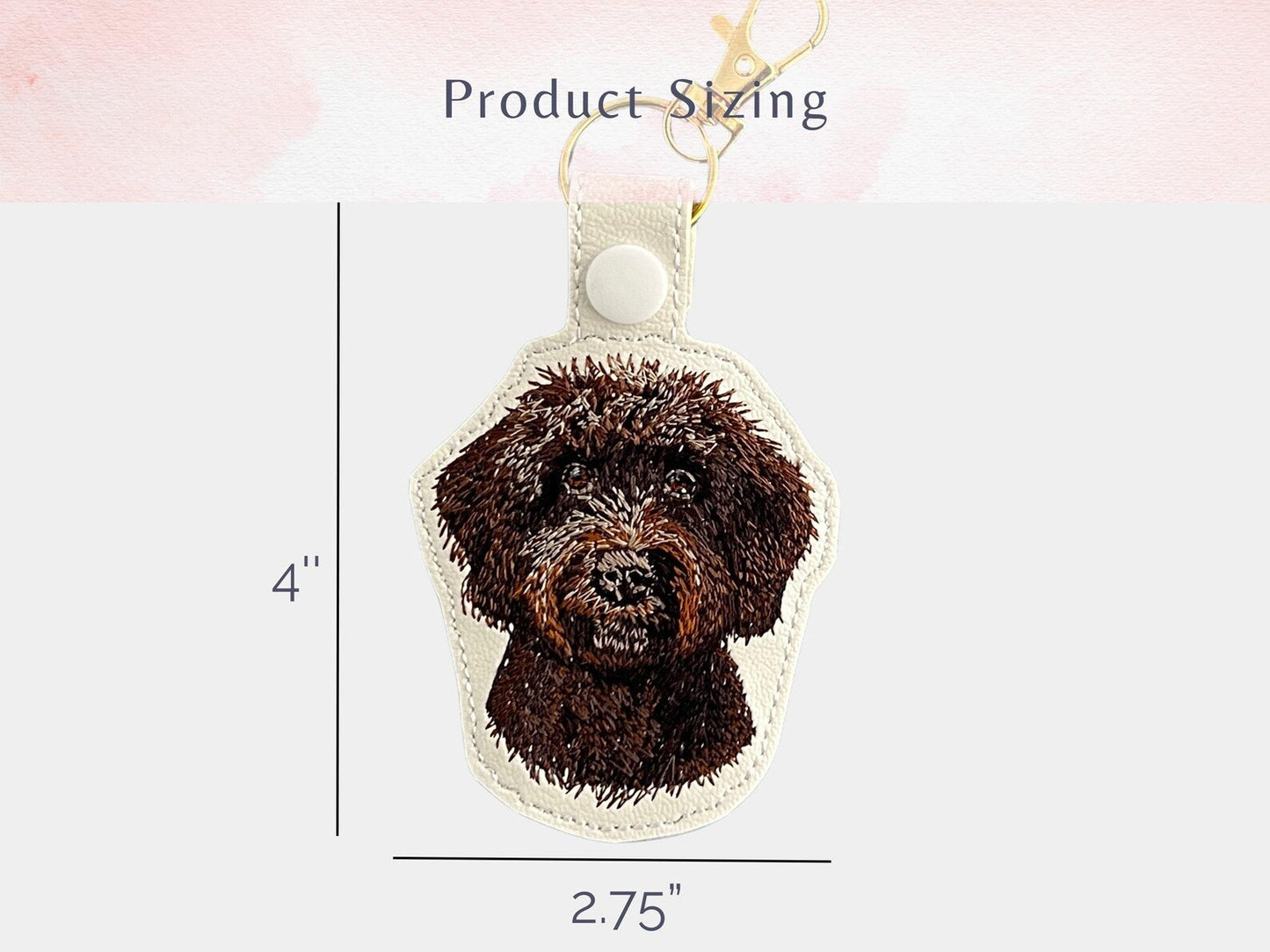 Geborduurde Goldendoodle En Labradoodle Sleutelhanger - Realistische Doodle Hond Sleutelhanger, Meerdere Kleuren, Perfect Cadeau Voor Hondenliefhebbers