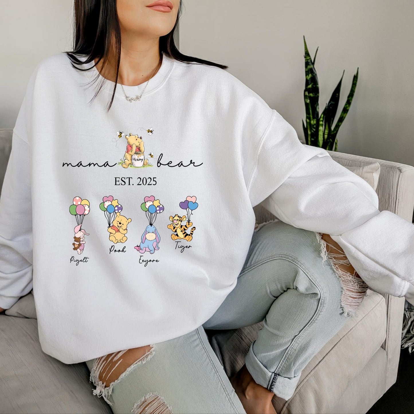 Gepersonaliseerde Mama Beer en Kindernamen Sweatshirt, Gepersonaliseerde Kindernamen Mama Beer Hoodie, Moederdag Trui, Cadeau voor Mama
