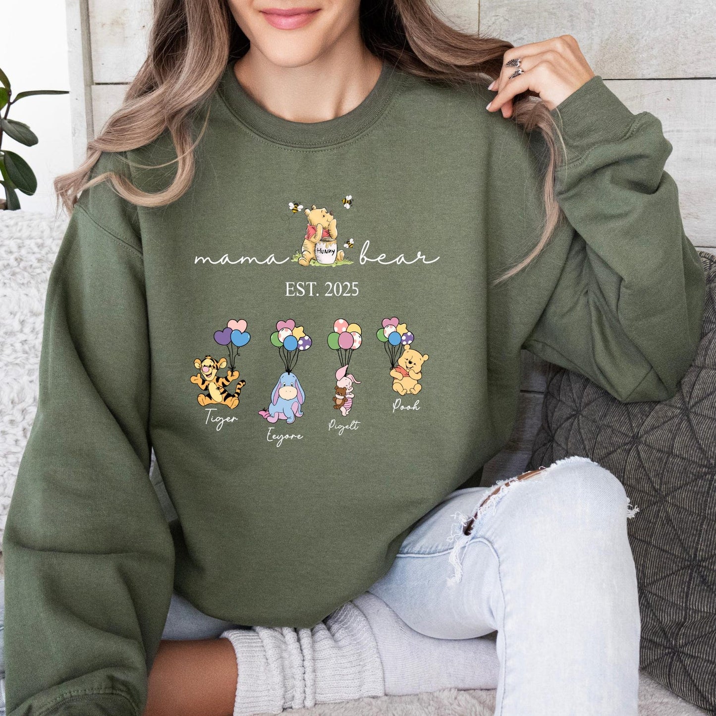 Gepersonaliseerde Mama Beer en Kindernamen Sweatshirt, Gepersonaliseerde Kindernamen Mama Beer Hoodie, Moederdag Trui, Cadeau voor Mama