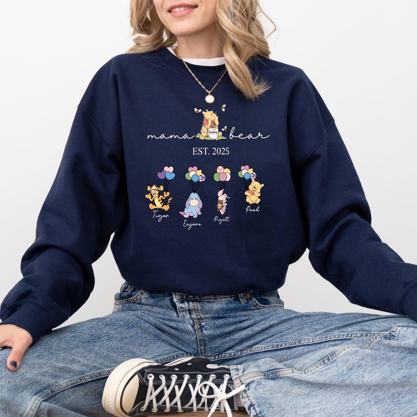 Gepersonaliseerde Mama Beer en Kindernamen Sweatshirt, Gepersonaliseerde Kindernamen Mama Beer Hoodie, Moederdag Trui, Cadeau voor Mama
