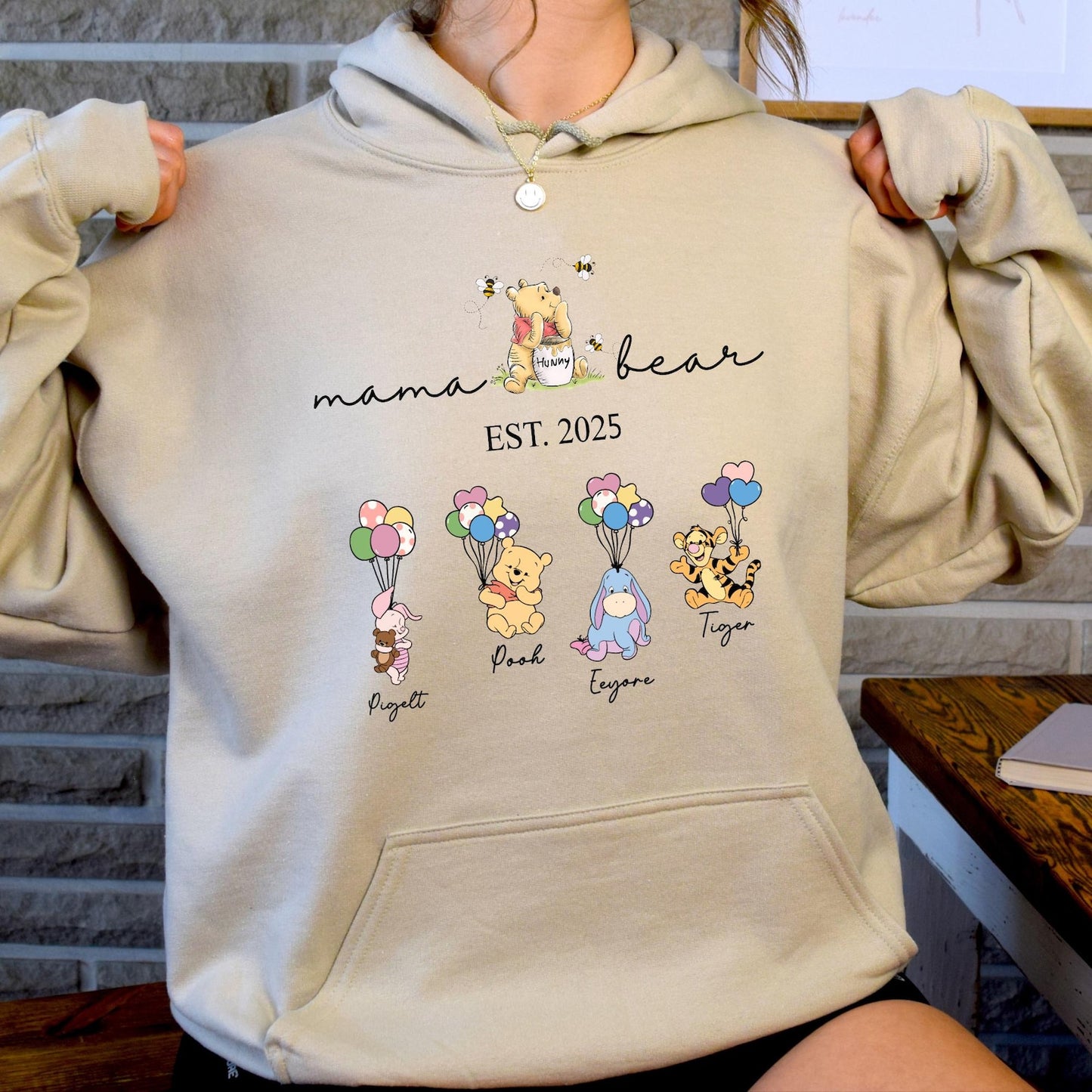 Gepersonaliseerde Mama Beer en Kindernamen Sweatshirt, Gepersonaliseerde Kindernamen Mama Beer Hoodie, Moederdag Trui, Cadeau voor Mama