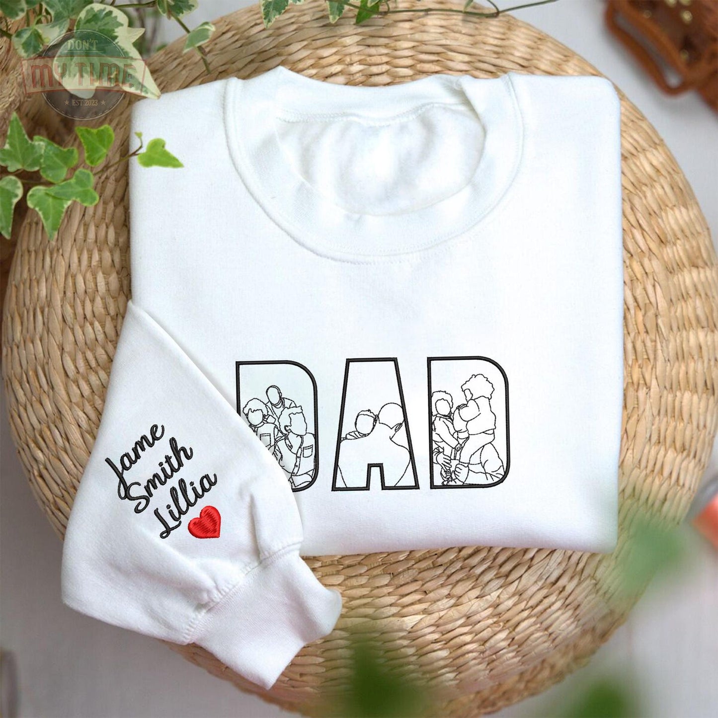 Gepersonaliseerd vader-T-shirt met geborduurde foto - Uniek Vaderdagcadeau