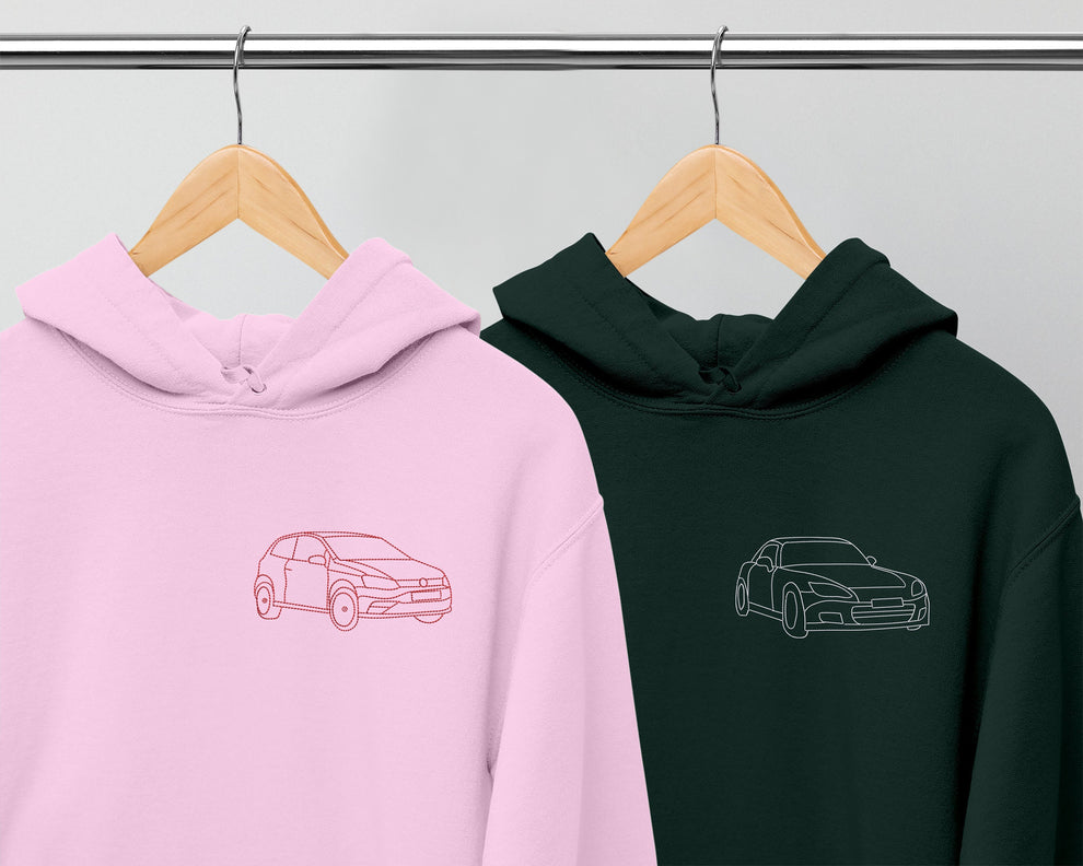 Op maat geborduurd autosweatshirt Autofoto geborduurde hoodie Op maat geborduurd shirt