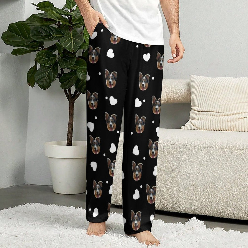 Aangepaste gezicht liefde hart pyjama partij lange unisex pyjamabroek beste kerstcadeaus voor dierenliefhebbers