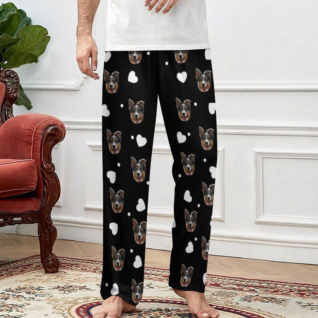 Aangepaste gezicht liefde hart pyjama partij lange unisex pyjamabroek beste kerstcadeaus voor dierenliefhebbers
