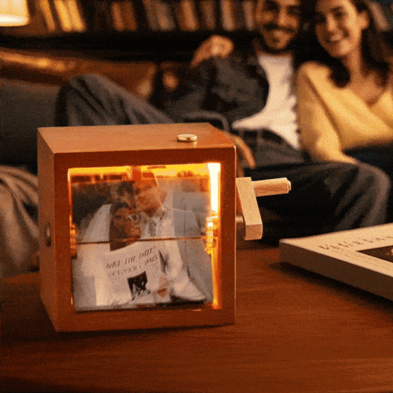 Gepersonaliseerde flipboekanimatiemachine - handmatig bedienbaar fotolijstje met led-licht, creatief cadeau voor een bruiloft