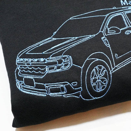 Aangepaste auto sweatshirt, aangepaste auto overzicht sweatshirt, geborduurde auto sweatshirt