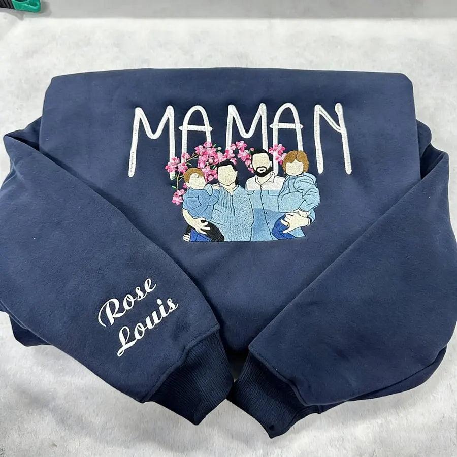 Familieportret trui met eigen tekst bijpassende broers en zussen outfit