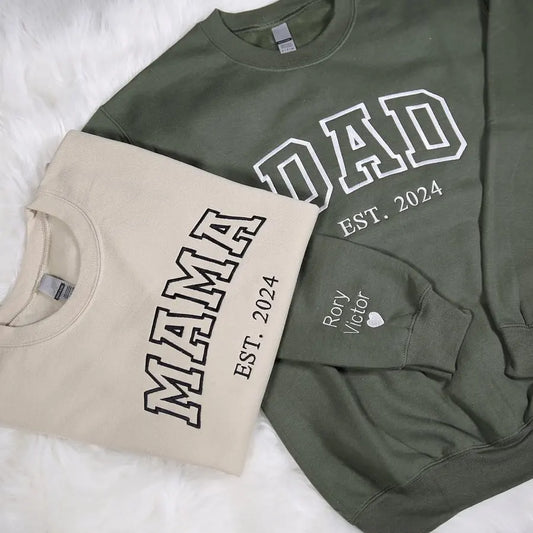 Familieportret trui met familienaam en jaartal gepersonaliseerde jubileumtrui