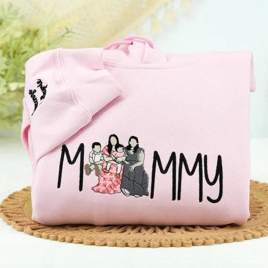 Custom mama hoodie gepersonaliseerde moedernaam met kinderhandafdruk uniek cadeau