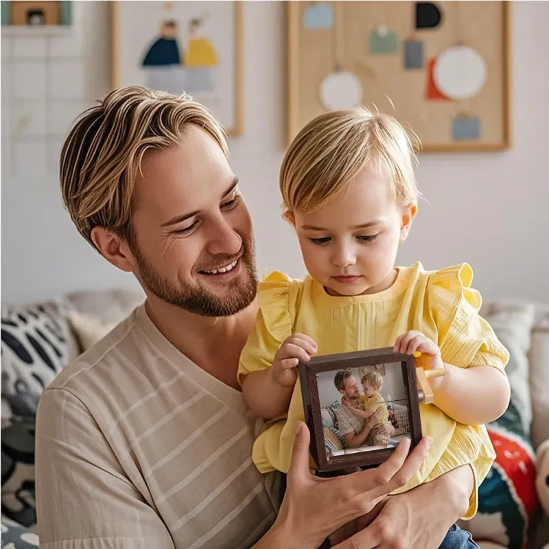 Aangepast fotoflipboekframe - Gepersonaliseerde animatiemachine met licht, uniek cadeau voor Vaderdag