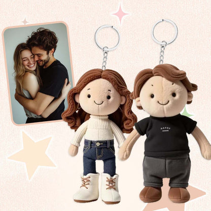 Gepersonaliseerde Foto Van Een Koppel, Cadeau Voor Familie Pluchen Popen sleutelhanger