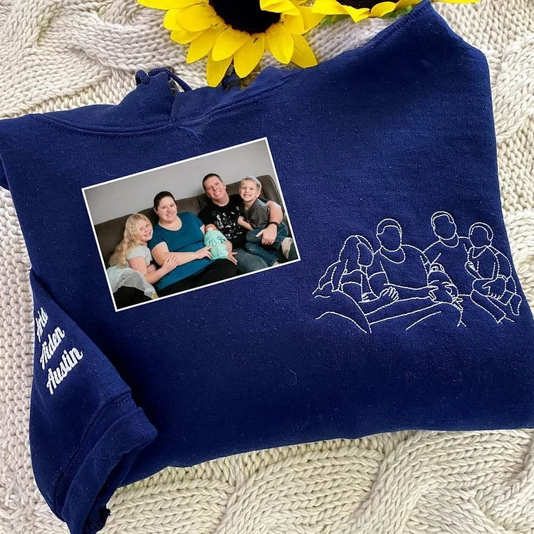 Gepersonaliseerde geborduurde sweater voor Moederdag | Laat een foto borduren – Een uniek cadeau voor mama