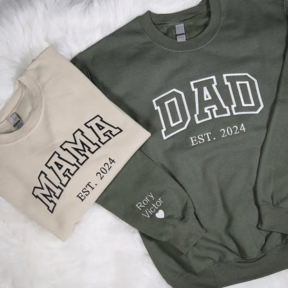 Familieportret trui met familienaam en jaartal gepersonaliseerde jubileumtrui