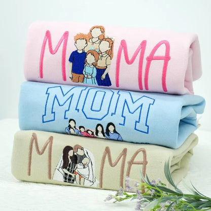 Custom mama hoodie gepersonaliseerde moedernaam met kinderhandafdruk uniek cadeau