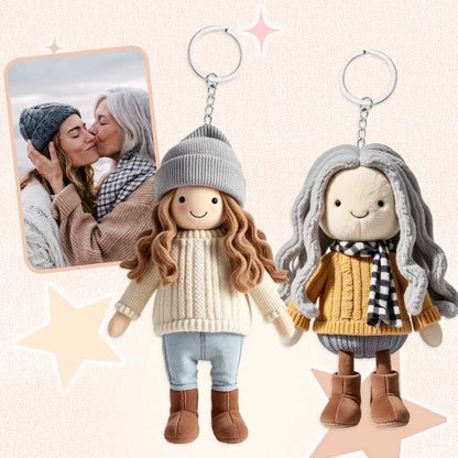 Gepersonaliseerde Foto - Bedrukte Pluchen Poppen sleutelhanger - Ideaal Cadeau Voor Moeder