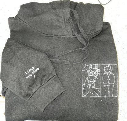 Handgemaakte hoodie met liefdesbrief - Gepersonaliseerd borduurwerk voor een uniek romantisch cadeau