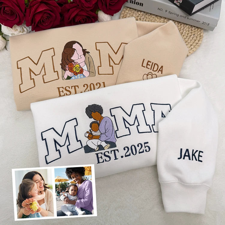Gepersonaliseerde mama trui met naam geborduurd Moederdag cadeau oversized fleece