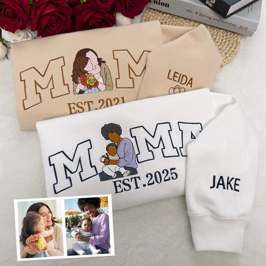 Gepersonaliseerde mama trui met naam geborduurd Moederdag cadeau oversized fleece