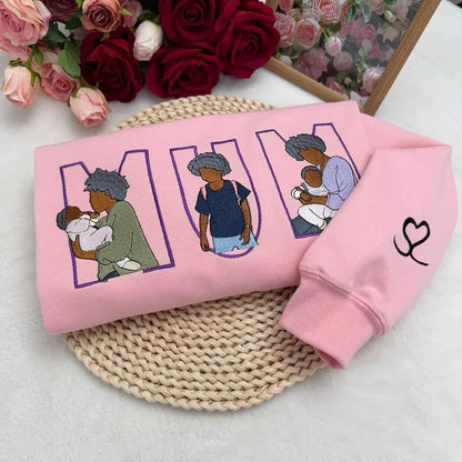 Geborduurde mama trui met geboortebloem gepersonaliseerde Moederdagverrassing