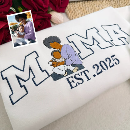 Gepersonaliseerde mama trui met naam geborduurd Moederdag cadeau oversized fleece